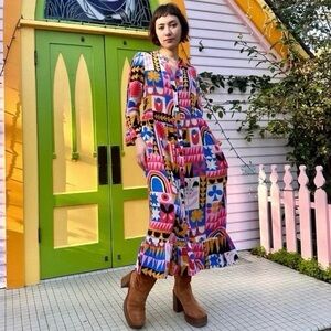 EUC 3X Nooworks Lisa Congdon Olive Maxi Dress